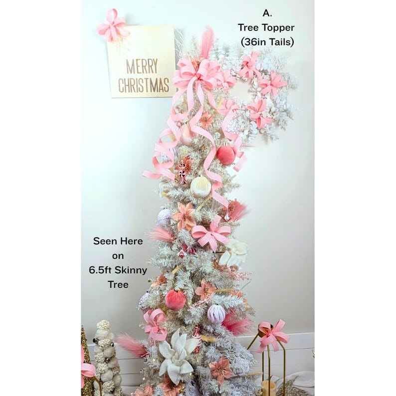Pink Glitter Wired Ribbon Wreath Bow, Tree Topper, Accent Set - Etsy
