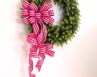 10x22 Red and Pink Stripes Valentine's Wreath Bow Front Door Decor, Free Shipping