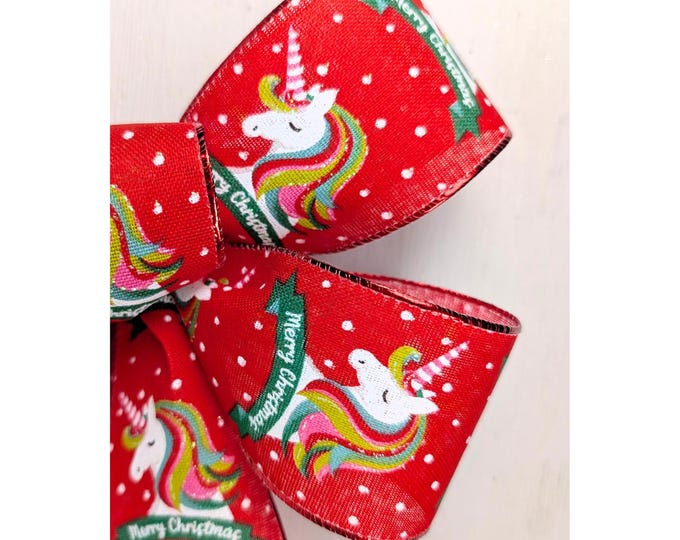 Unicorn Christmas Holiday Decorations Bows for Wreath/Lantern, or Gift Bow
