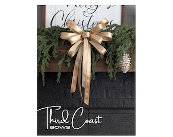 Gold Satin Christmas Bow: Wired Edge Tree Topper, Wreath Accent