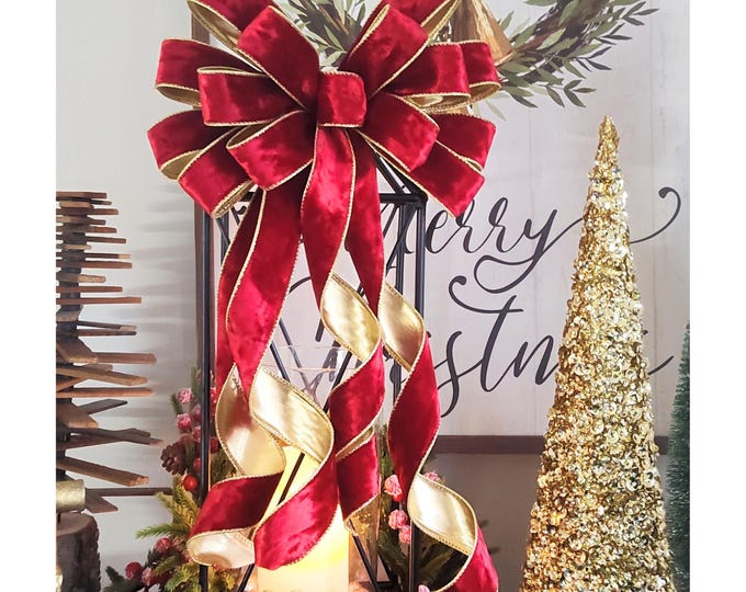 Ruby Red & Gold Wired Ribbon