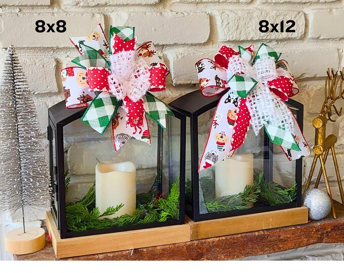 2 Sizes Doggie Dog Holiday/Christmas Bow, 8x8in Round Bow Dog Print Ribbon Christmas Decoration