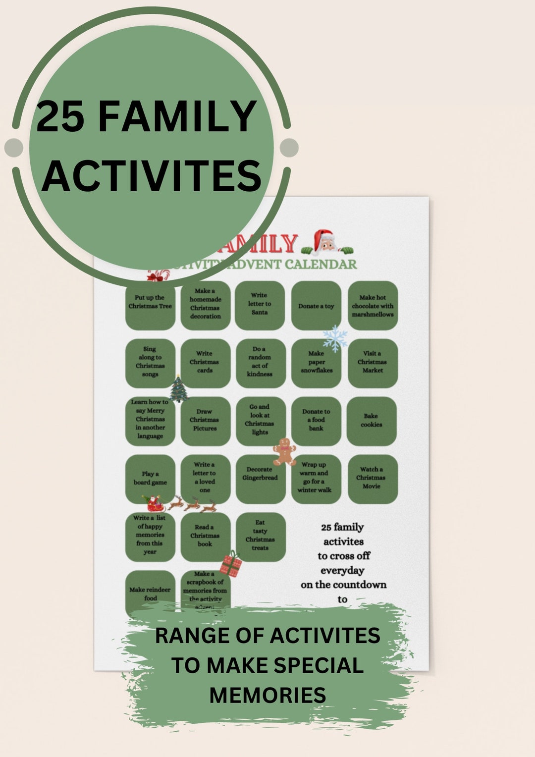 Family Activity Advent Calendar Christmas Activity Family Fun Activity Family Activity Advent Calendar Christmas Activity Family Fun Activity