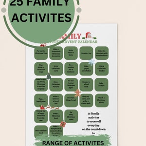 Family Activity Advent Calendar | Christmas Activity | Family Fun Activity | Printable Advent Calendar | Family Activity | Christmas Fun