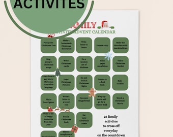 Family Christmas Activity Advent Calendar | Printable Holiday Fun (PDF)