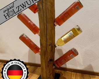 Weinregal aus alten Eichenbalken, Weinflaschenständer Altholz, Eichenbalken, Flaschenbalken Eiche