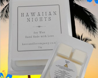 Wax Melt Soy Wax in Cube Clam Shell - in Scent Hawaiian Nights 75g Net