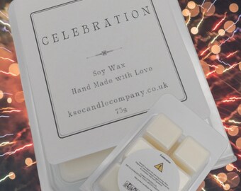 Wax Melt Soy Wax in Cube Clam Shell - in Scent Celebration 75g Net