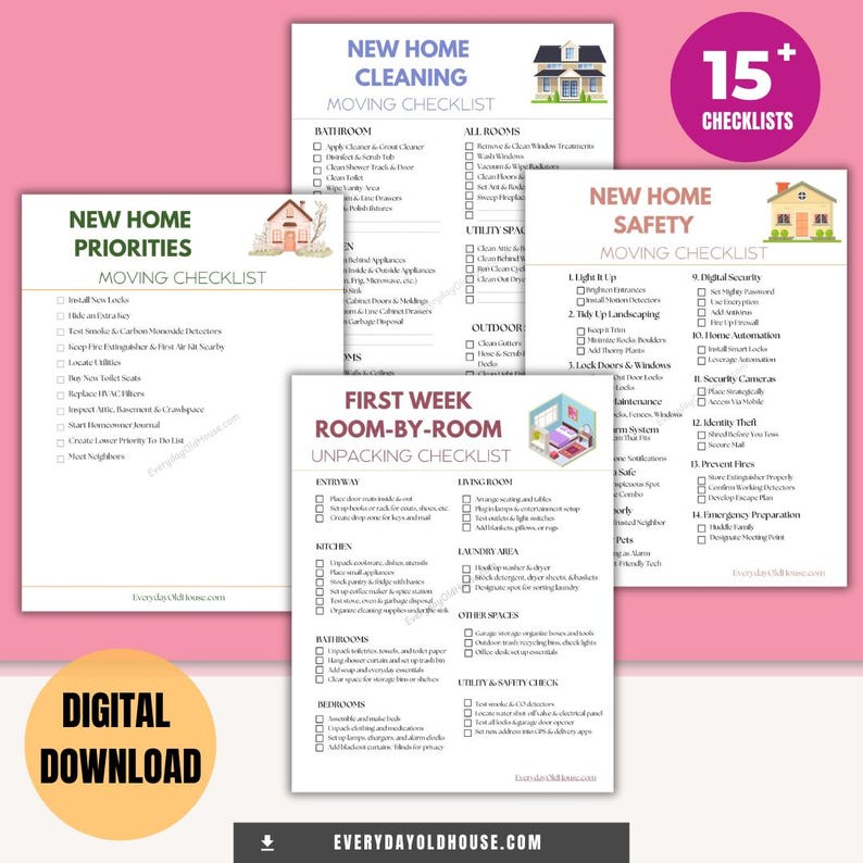 Moving Checklist Bundle: New Home Planner, Inventory List (digital ...