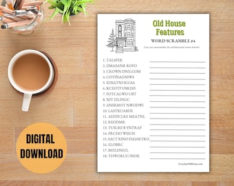 Historical House Gift, Realtor Open House, Printable Housewarming Party Puzzle, Unique Word Game, New Homeowner Gift, Architect Conference