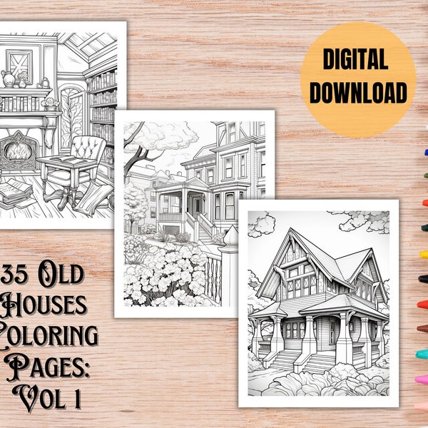 Coloring Book for Old House Enthusiasts, Vintage Homes Coloring Pages for Adults, Historical Architecture, Relaxing Coloring of Homes, Vol 1