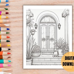 35 Coloring pages for old house enthusiasts, instant downloadable vintage historical architecture coloring book, with Victorian, Craftsman, even Mid-century Modern samples.  Way to relax and enjoy vintage homes, or use for housewarming parties.