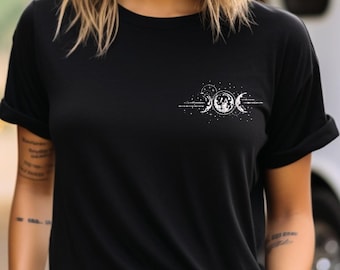 Boho clothing style, boho top, women's t-shirt, moon and sun design, vintage top, gift for best friend, Dark Academia t-shirt