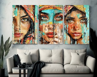 Arte Digital Mujer en Madera - Descarga Instantánea JPEG, Estilo Rústico, Decoración de Pared para Hogar, Regalo Único.