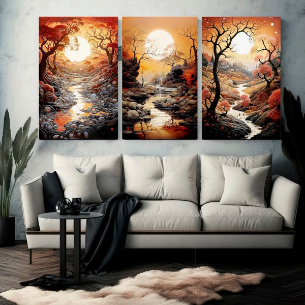 Set de Arte Digital Otoño Surrealista - Descarga JPG para Decoración de Interiores, Wall Art Perfecto como Regalo.