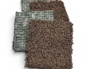 4 Pack Brown Artificial Grass Squares 6x6inch - Repurposed Athletic Grass for Crafts, Dioramas, Fairy Garden, DIY Decor, Fake Grass Patch