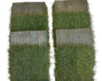 Artificial Grass Squares 8 Pack | Recycled Athletic Field Turf Tiles | DIY Crafts Diorama Model Train Dollhouse Decor