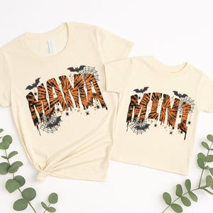 Maglietta coordinata per Halloween Mama and Mini: outfit mamma e me, magliette mamma e me, vestiti spettrali per Halloween per mamma e bambini