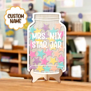 Custom Classroom Reward Jar, Custom Star Token Jar for Teachers, Student Incentive Jar, Back to School Classroom Decor, Teacher Gift