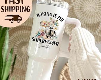 Personalzied Baking Is My Superpower Tumbler with Name, Personalized 40oz Culinary School Graduate Gift, Gift for Bakers, Pastry Chefs