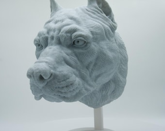 Cabeza de animal Pit Bull impresa en 3D