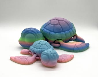 Tortuga móvil impresa en 3D - Figura decorativa hecha a mano, juguete flexible, idea de regalo para los fanáticos de las tortugas