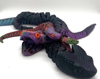 Figura de serpiente móvil impresa en 3D: decoración flexible hecha a mano, escultura de reptil, regalo creativo para los amantes de las serpientes