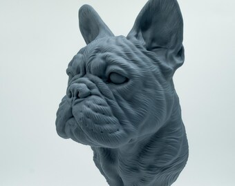 Cabeza de animal de bulldog francés impresa en 3D