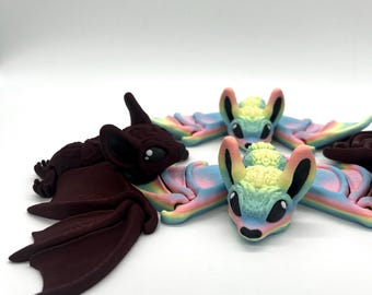 Murciélago impreso en 3D móvil - figura decorativa hecha a mano, decoración de Halloween, juguete flexible para los fanáticos de los murciélagos