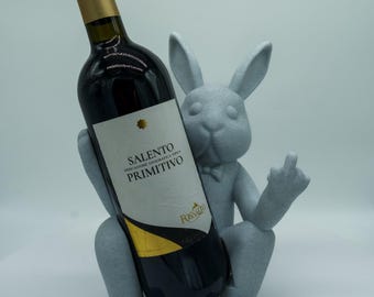 Portabotellas de vino con forma de conejito impreso en 3D: soporte para botellas de vino, decoración elegante para bar, idea de regalo para amantes del vino.