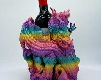 Portabotellas de vino con diseño de dragón chino impreso en 3D: portabotellas, elegante decoración de bar, idea de regalo para amantes del vino y fanáticos de los dragones.