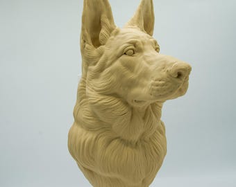 Impresión 3D de cabeza de animal de pastor alemán