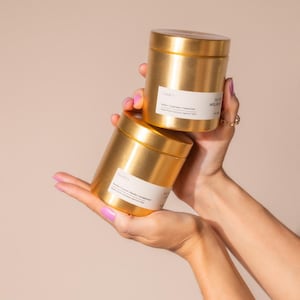 Golden Santal | Wood Wicks | Gold Candle Tin | Coconut Wax | Gift Idea Luxury Scented Candle | Handmade Candles