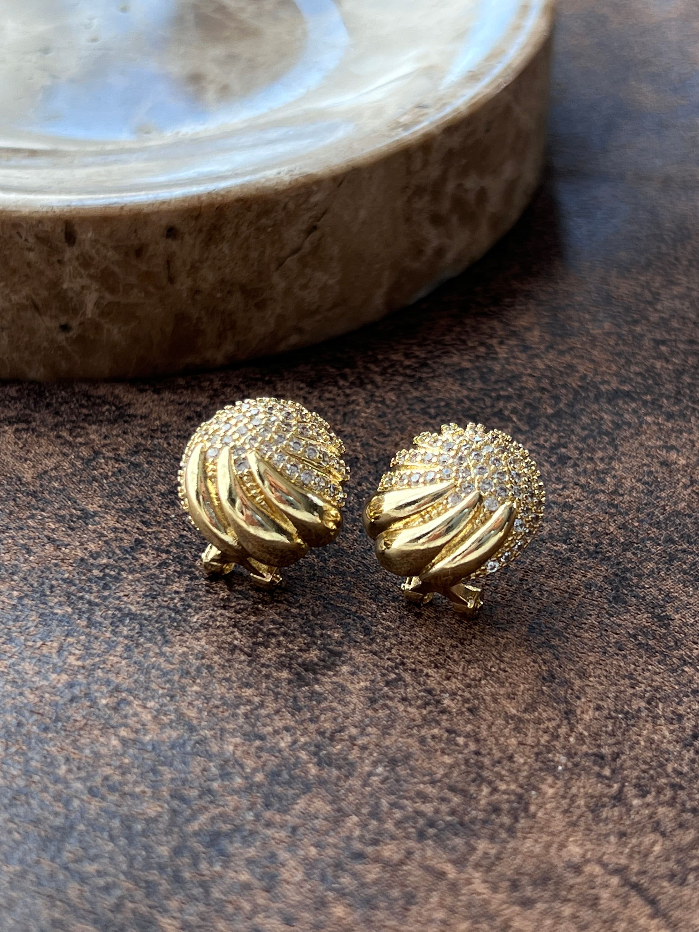 Gold button shop studs