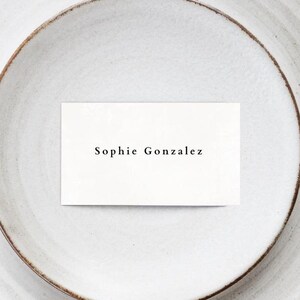 Wedding Name Tags Template | Business Card Size Editable Canva Place Cards | Minimalist Landscape | “Forever Grateful” Guest Favor Tags