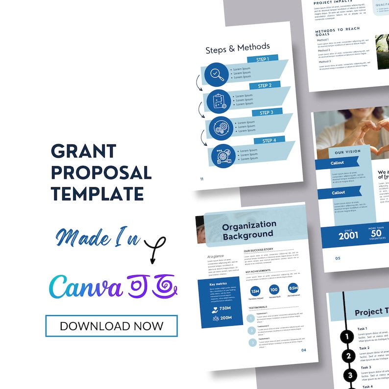 nonprofit charity foundation fundraising grant proposal canva template to raise money professional aesthetic design