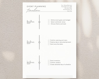 Event Planner Timeline: Minimalist Checklist Canva Template (Digital Download)