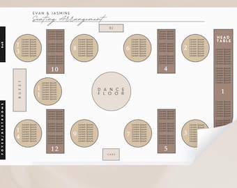 Large Wedding Seating Chart Template | 36 x 24 Canva Download