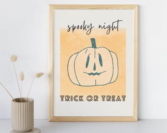 Vintage Halloween Pumpkin Print: Spooky Trick or Treat Art (Digital Download)