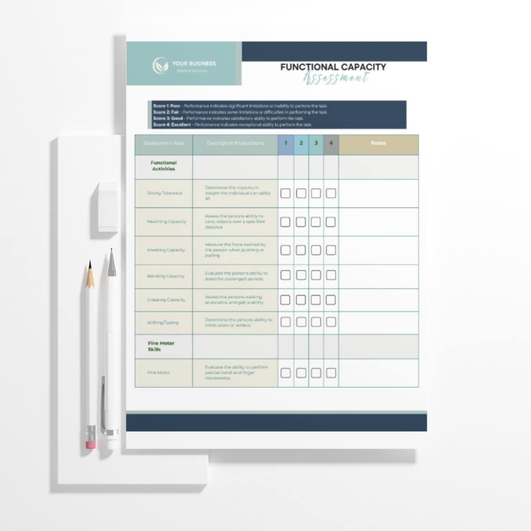 Functional Capacity Assessment Canva Template - Etsy
