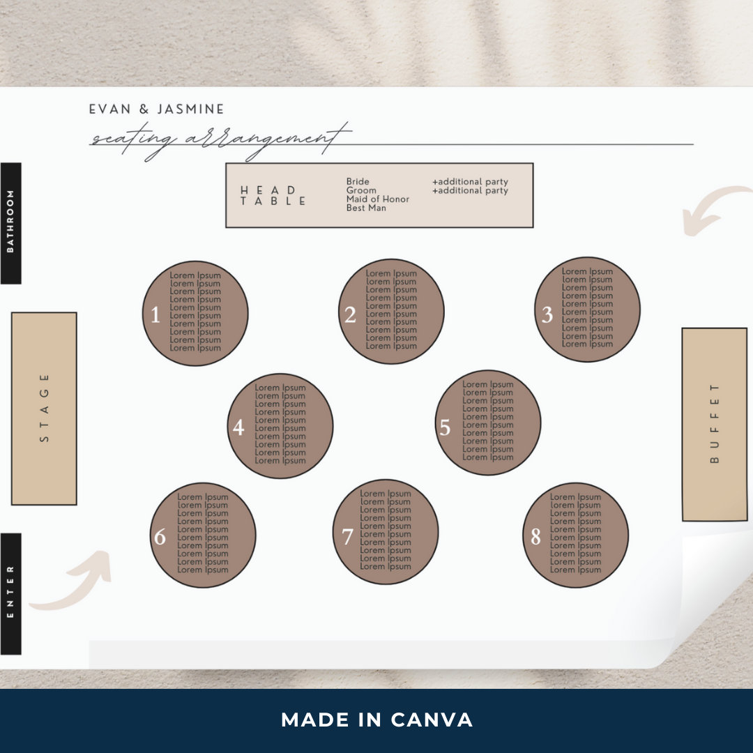 Interactive Tables Seating Chart Template | Event & Wedding Planning | Canva | Wedding Seating Diagram | Printable Event Seating Chart