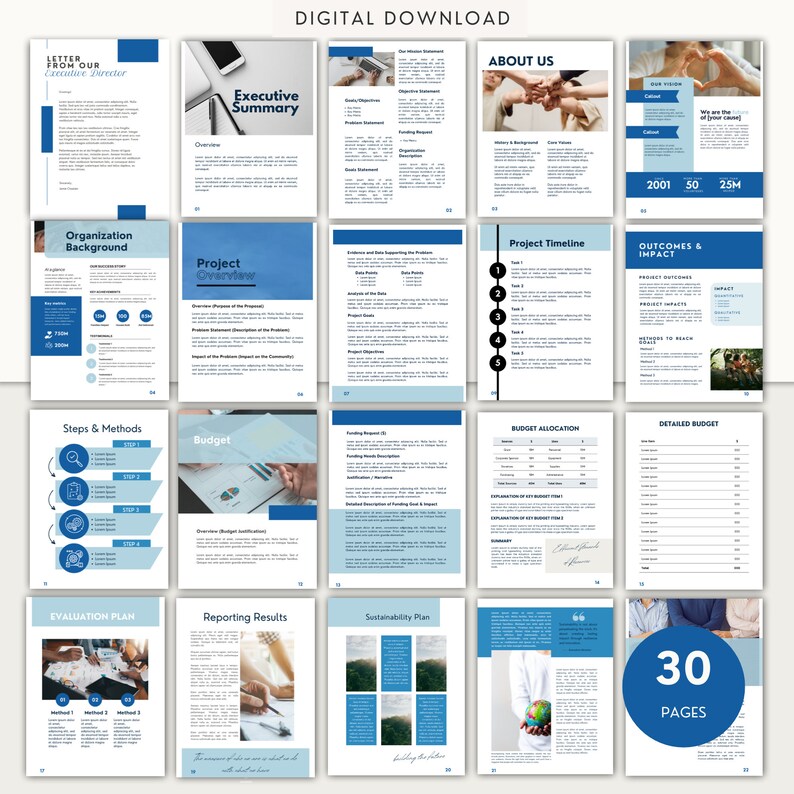 nonprofit charity foundation fundraising grant proposal canva template to raise money professional aesthetic design