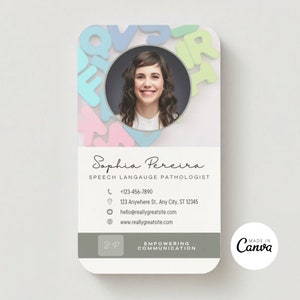 Speech Language Pathologist Business Card Template | Canva | Editable | Instant Download | Rounded Corners | SLP Template