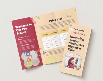 Editable School Brochure Template: Trifold Daycare Program Guide (Digital Download)