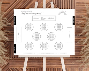 Interactive Tables Seating Chart Template | Event & Wedding Planning | Canva | Wedding Seating Diagram | Printable Destination Seating Chart