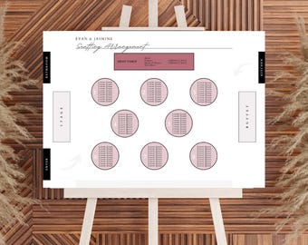Interactive Tables Seating Chart Template | Event & Wedding Planning | Canva | Wedding Seating Diagram | Printable Event Seating Chart