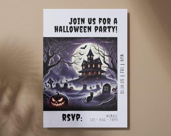 Editable Spooky Halloween Party Invitation Template: DIY Canva Invite (5x7) (Digital Download)