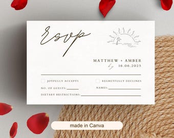 Destination Wedding RSVP Card: Elegant Beach Design (Canva Template)