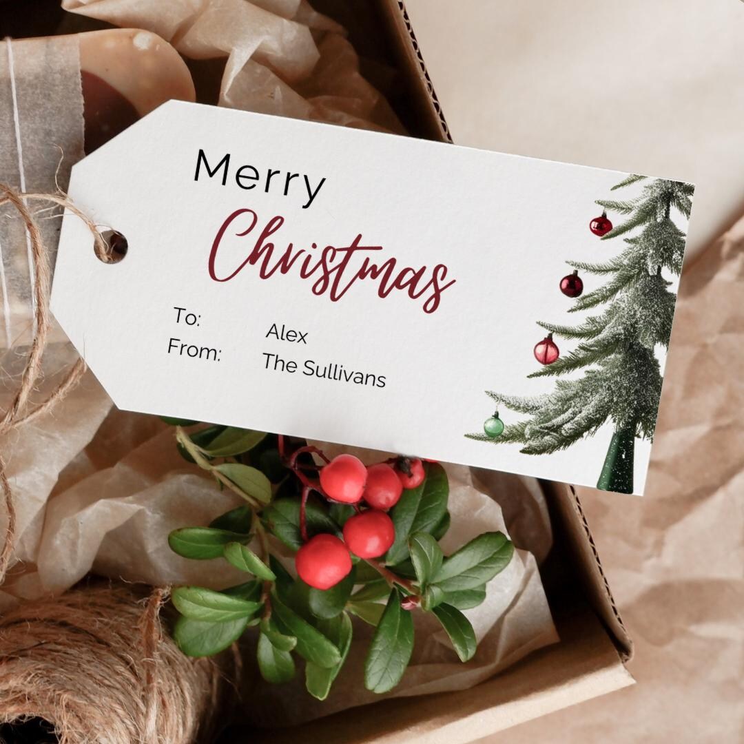 Printable Christmas Gift Tags | Editable Holiday Present Labels (canva ...