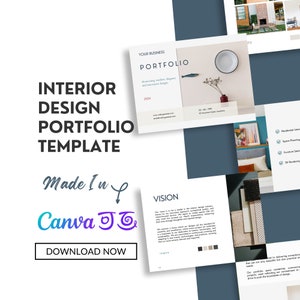 Stunning Interior Designer Portfolio Lookbook Template | Customizable Canva Design | Instant Download